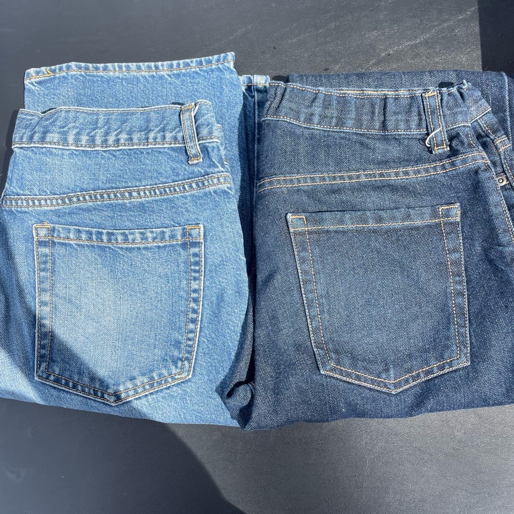 Old Navy Light and Dark Blue Denim Jeans loose bootcut, size 18 adjustable waist
